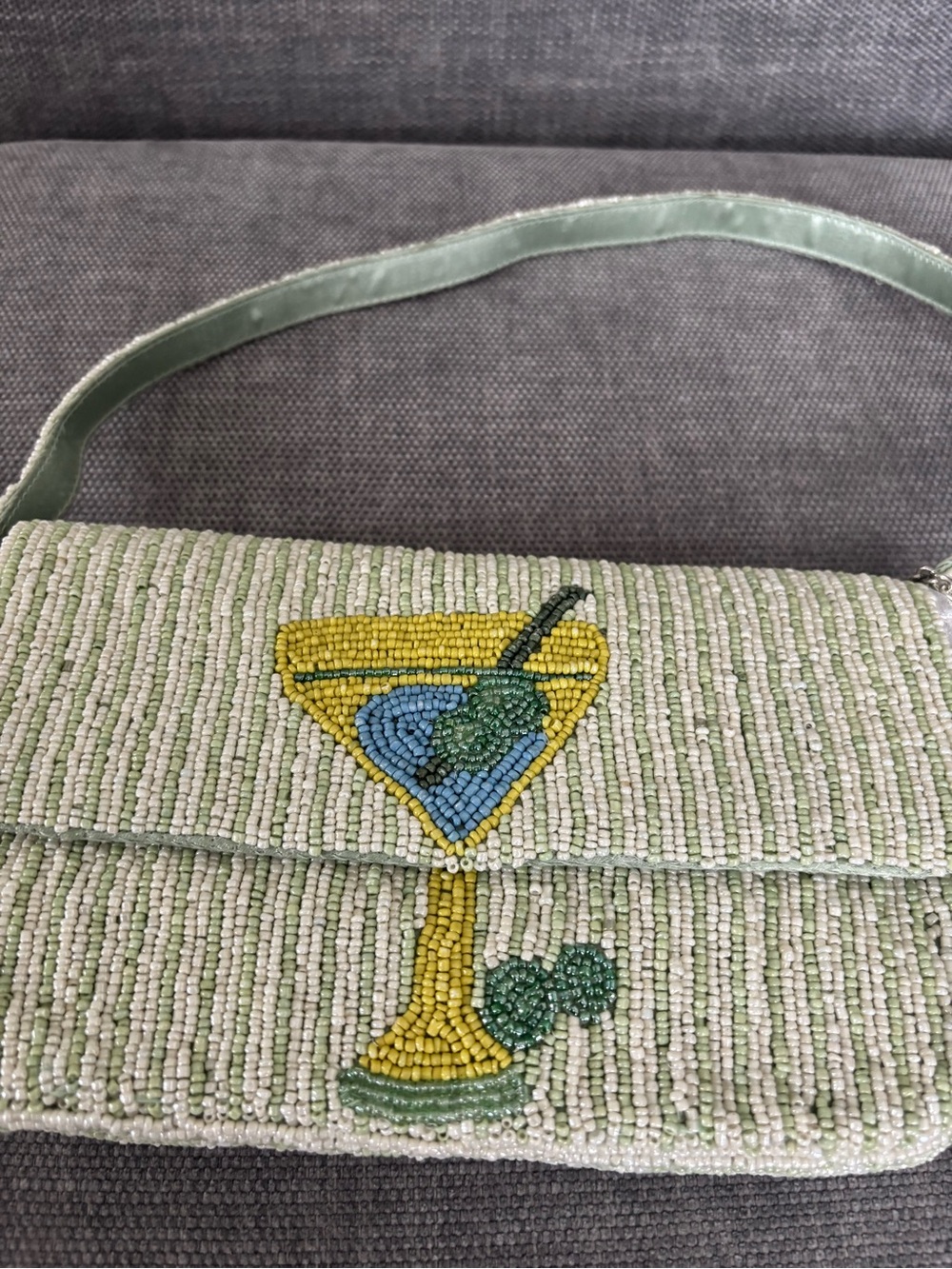 Beaded Olive Martini bag